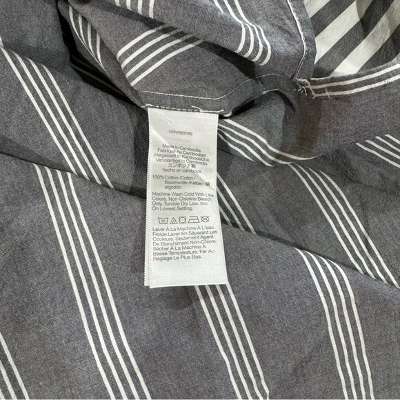 Madewell Men’s Small Long Sleeve Button Down Shirt Gray White Striped Oversized - Picture 3 of 8